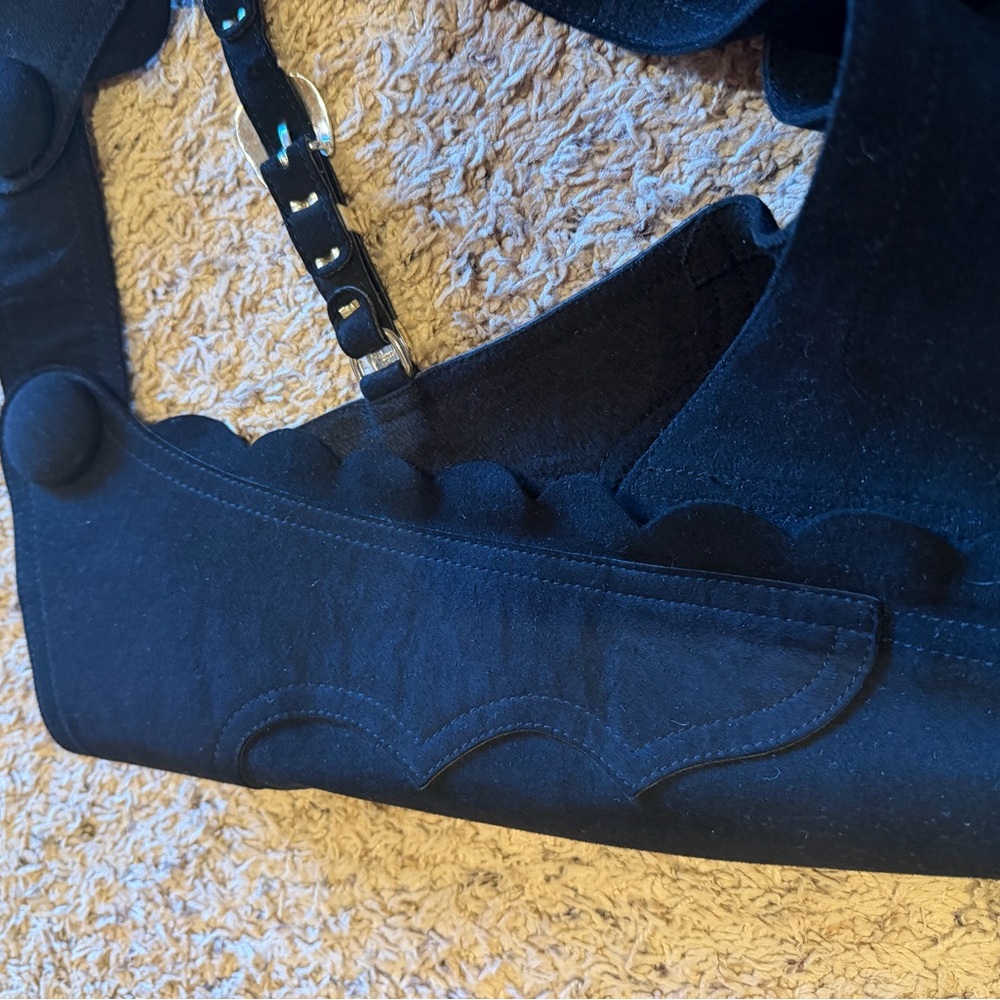 Hobby Horse Black Ultrasuede Scalloped Show Chaps - Picture 8 of 11